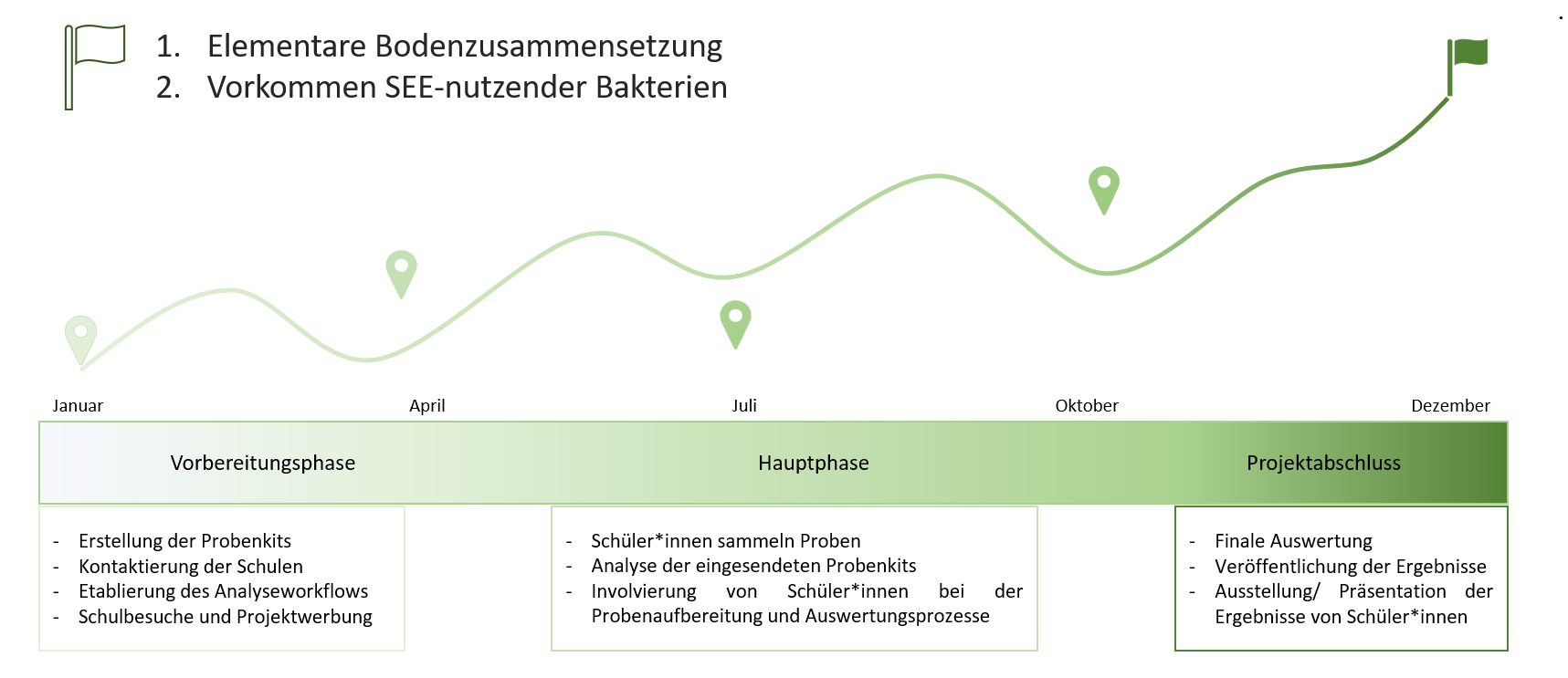 Zeitstrahl des einjährigen Projektablaufs